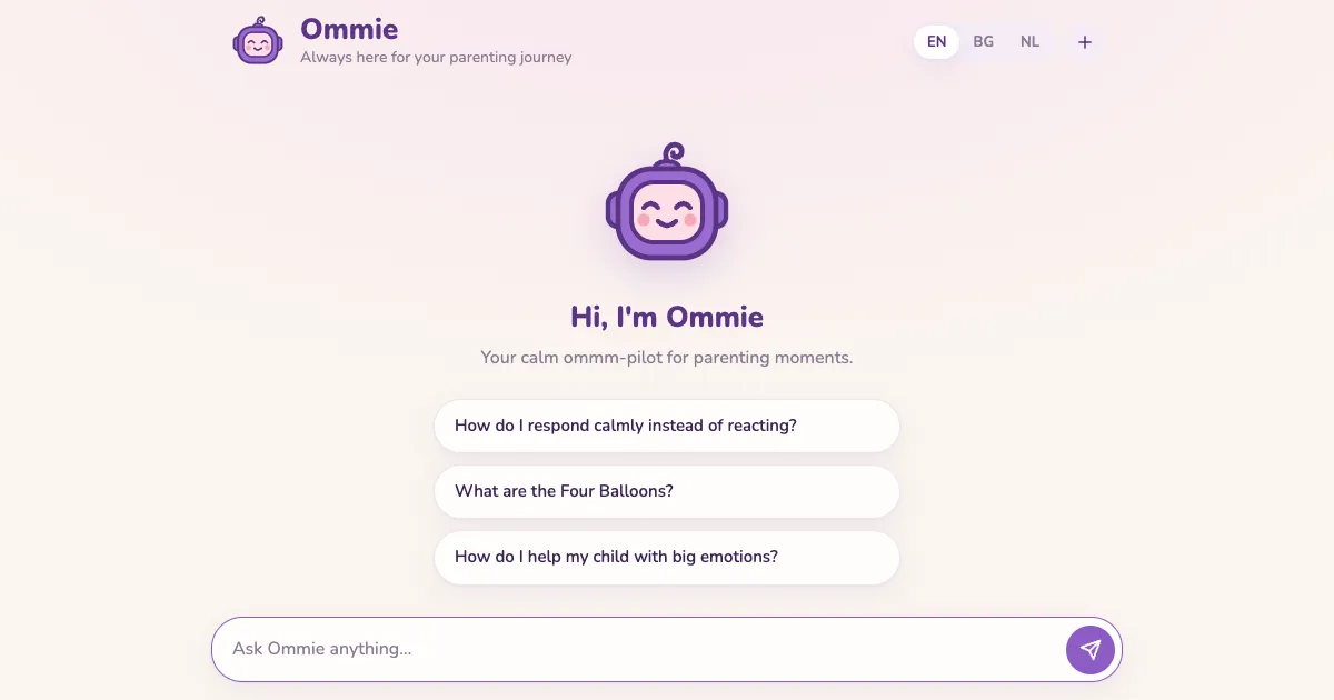 Ommie, a multilingual AI assistant for a parenting app